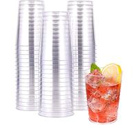 LATERN 50 Piezas Vasos de Plástico Transparente, 300ml Tazas Plasticos Vasos de Bebida Reutilizables Copas de Vino Elegantes para Fiestas para Champán Cerveza Cóctel Martini Soda Postre
