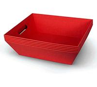 LATERN 6 Piezas Cestas de Regalo Vacías Grandes, 25CM x 20CM x 11CM Cestas de Regalo Rojas Canasta de Vino Cesta Organizadora de Aperitivos con Asas para Bodas Cumpleaños Navidad Fiesta Favores