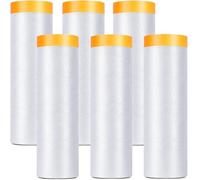 LATERN 6 Piezas Rollo de Plasticos para Cubrir Muebles con Cinta, 2M x 20M Láminas de Enmascarar Transparente Autoadhesiva Pinturas Protectora para Muebles Automóviles Suelos Paredes Revestimientos