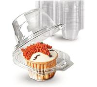 LATERN 60 Piezas Cajas Transparentes para Cupcakes, 11cm Cajas Individuales de Plástico para Cupcakes Soporte para Cupcakes Individual de Cúpula Alta Contenedor de Alimentos con Bisagras con Tapas