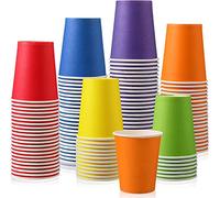 LATERN 60 Piezas Vasos de Papel Desechables, 250ml Vasos para Beber Multicolores Copas de Fiesta de Bricolaje Vasos Biodegradables y Compostables para Fiesta de Cumpleaños Boda Vacaciones (6 Colores)