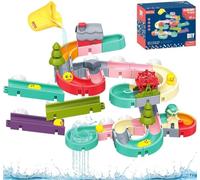 LATERN 62 Piezas Juguetes de Baño para Niños, Juguete de Baño con Tobogán de Pato Juguetes de Ducha con Riel de Pare Juguetes de Bañera con Tobogán Acuático con Ventosas para Niños Niñas Regalo