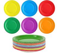 LATERN 90 platos de papel coloridos, platos desechables de 7 pulgadas para bodas, cumpleaños, picnic, baby shower y pintura de bricolaje (6 colores)