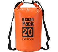 LATERN Bolsa Seca Impermeable, 20L PVC Mochila de Saco Seco Bolsa 100% Impermeable con Correa de Hombro Doble Ajustable para Kayak Rafting Canotaje Senderismo Camping Viajes Pesca Natación (Orange)