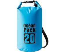 LATERN Bolsa Seca Impermeable, 20L PVC Mochila de Saco Seco Bolsa 100% Impermeable con Correa de Hombro Doble Ajustable para Kayak Rafting Canotaje Senderismo Camping Viajes Pesca Natación (Azul)