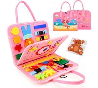 LATERN Busy Board Montessori Juguete para Niños, 28CM x 21CM Tablero Sensorial Educativo Actividades Aprendizaje Desarrollar Fina Sensorial Juguete para Niños Niñas Regalo Avión Coche Viaje (Rosa)