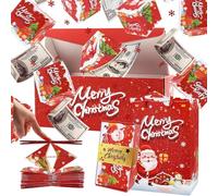 LATERN Caja de Regalo Sorpresa Navideña Explosión para Dinero, 15 Piezas Caja de Regalo Plegable Sobre Rebote Caja de Lujo de Efectivo Pop-Up con Confeti para Navidad Cumpleaños San Valentín (Rojo)