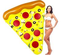 LATERN Pizza Inflable Gigante del Flotador, 180CM x 150CM Balsa Flotante de Piscina de PVC Tumbona Flotante de Agua con Portavasos y Válvula de Inflado Rápido para Verano Piscina Playa Agua Fiesta