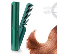 Latest Hairdressing Comb, french hair comb, comb for curly hair, Cordless 2-in-1 Touch-Up Combs for Less Frizz, Ceramic Hair Dressing Comb with 3 Temp Settings (green)