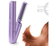 Latest Hairdressing Comb, french hair comb, comb for curly hair, Cordless 2-in-1 Touch-Up Combs for Less Frizz, Ceramic Hair Dressing Comb with 3 Temp Settings (purple)