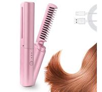 Latest Hairdressing Comb, french hair comb, comb for curly hair, Cordless 2-in-1 Touch-Up Combs for Less Frizz, Ceramic Hair Dressing Comb with 3 Temp Settings (pink)