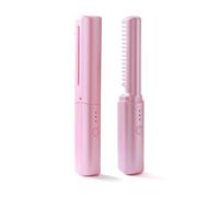 Latest Hairdressing Comb, Portable Ceramic Hair Dressing Comb with 3 Temp Settings, Smooth Straight, Cordless 2-in-1 Touch-Up Combs for Less Frizz for All Hair (Pink)