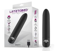 Latetobed Balas y Huevos Vibradores Marca Shoty Bala Vibradora USB 10 Velocidades Potente Motor Negro