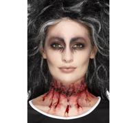 Látex Cosido Cicatriz Prostético Slit Garganta Especial Fx Mujer Halloween Cree