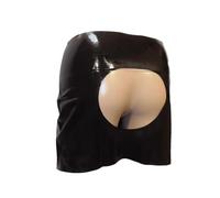 Látex Female Falda with hole Negro Extra caliente - 0,3 mm resistente material Size: L