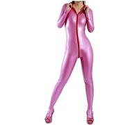 Látex Goma Rosa Sexy Sling One-Piece Cosplay Party Racing Uniforme 0.4mm Personalizar,Rosa,METRO