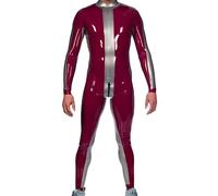Látex Gummmi Rojo y Plata Cosido Mono Role Play Party Mano Personalizada 0.4mm XS-XXL, Rojo, L