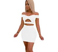 Látex PVC Moda Slim Colores Sólidos Sin Tirantes Top Corto Falda Trajes Recortados Tops Lápiz Falda Fiesta Conjunto De 2 Piezas,blanco,METRO