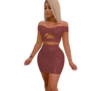 Látex PVC Moda Slim Colores Sólidos Sin Tirantes Top Corto Falda Trajes Recortados Tops Lápiz Falda Fiesta Conjunto De 2 Piezas,Rojo Oscuro,4XL