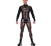 Látex Rubber Brown Black Patchwork Jumpsuit Racing Uniform Role Playing Party Hand Customized 0,4 mm XS-XXL,XXL