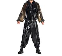 Latex Rubber Ruffle Sexy Grey Loose Suit Hooded Overall Unisex Customized,Gris Oscuro,Grande