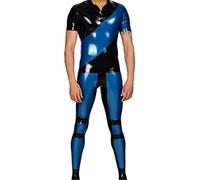 Latex Uniform Short-Sleeved Sport Suit Unisex Size XXS-XXL,Blue,XXS