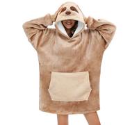 LATH.PIN Panda Manta-sudadera de gran tamaño con capucha de franela, unisex, Perezoso., S