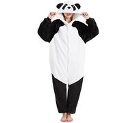 LATH.PIN - Pijama unisex para adulto con diseño de panda, disfraz de animal para cosplay, Halloween y carnaval, para invierno, Negro , L