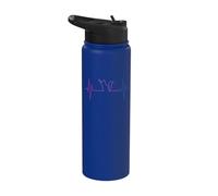 Latido del Corazón Bi con Silueta de Gato Tierno Stainless Steel Insulated Water Bottle