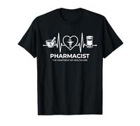Latido del corazón del diseño de la línea del ECG del farmacéutico de la atención Camiseta