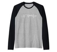 Latido del corazón París Texto ECG Curva Ciudad Francia Camiseta Manga Raglan