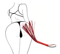 Látigo BDSM para Juegos de rol consensuales en Pareja Rojo de Cuero Fina - Feticismo, Bondage y prácticas Adultas