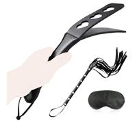 Látigo BDSM, set BDSM, fusta de cuero, pluma para azotes, antifaz, juguete erótico para juegos de rol y seducción, set de bondage SM erótico para parejas, mujeres y hombres