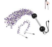 Látigo con flecos y cascabel metálico morado - Látigo para actuaciones teatrales, accesorio para cosplay y entrenamiento ecuestre - ESB17 (Morado)