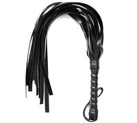 Látigo Corto de Cuero cinturón Negro diversión látigo - Juego de rol látigo de Cuero