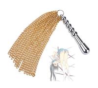 Látigo de Cadena de Hierro 2 en 1, látigo de Borla de Metal Multifuncional, Mango de Enchufe de Metal (Dorado)