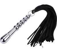 Látigo de cadena negra de acero inoxidable 2 en 1, látigo con mango de metal