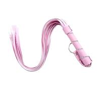 Látigo de cuero con mango corto, látigo de diamantes de imitación, látigo de cuero, juguete sexual, accesorio de disfraz para mujer, Carnaval de Halloween(Pink)