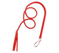 Látigo de cuero de 190 cm de longitud extendida, látigo trenzado para actuaciones con disfraces-ESRS46 (Rojo)