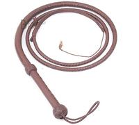 Látigo de cuero marrón oscuro estilo Indiana Jones de 1,8 m y 8 trenzas, piel de vaca auténtica, para jinetes.