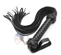 Látigo de cuero para caballos, látigo para montar, pareja, Happy Sports Fitness (negro)