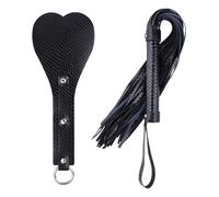 Látigo de cuero sintético BDSM para adultos,kit de bondage para coqueteo,pasión y sexo con correa para la muñeca,paleta de cuero sintético con forma de corazón y borla,para mujeres y pareja