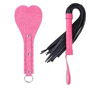 Látigo de cuero sintético BDSM para adultos,kit de bondage para coqueteo,pasión y sexo con correa para la muñeca,paleta de cuero sintético con forma de corazón y borla,para mujeres y pareja