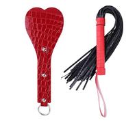 Látigo de cuero sintético BDSM para adultos,kit de bondage para coqueteo,pasión y sexo con correa para la muñeca,paleta de cuero sintético con forma de corazón y borla,para mujeres y pareja