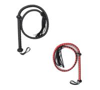 Látigo de montar trenzado de dos colores rojo y negro de 144 cm, látigo de cuero artificial negro, látigo de toro hecho a mano, látigo de montar a caballotigo de montar en escenario(2 Stücke)