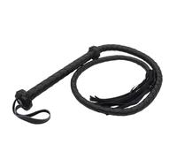 Látigo de montar trenzado de dos colores rojo y negro de 144 cm, látigo de cuero artificial negro, látigo de toro hecho a mano, látigo de montar a caballotigo de montar en escenario(Black)