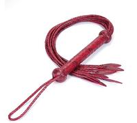 Látigo de piel auténtica Cat-O'-Nine-Tails tejido a mano, 60 cm de largo con cola de hojas de sauce, 15 cm para colgar, látigo ecuestre de alta gama, adecuado tanto para entrenamiento como para