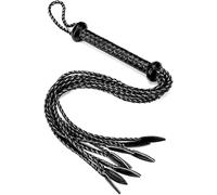 Látigo de piel auténtica Cat-O'-Nine-Tails tejido a mano, 60 cm de largo con cola de hojas de sauce, 15 cm para colgar, látigo ecuestre de alta gama, adecuado tanto para entrenamiento como para