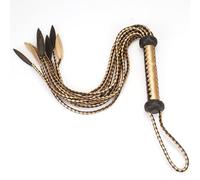 Látigo de piel auténtica Cat-O'-Nine-Tails tejido a mano, 60 cm de largo con cola de hojas de sauce, 15 cm para colgar, látigo ecuestre de alta gama, adecuado tanto para entrenamiento como para