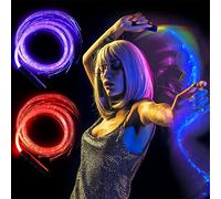 Látigo espacial de baile giratorio de 360°, 1 látigo de fibra óptica LED, luz superbrillante, modo de efecto de 36 colores para Navidad, baile, fiestas, espectáculos de luces, festivales de música